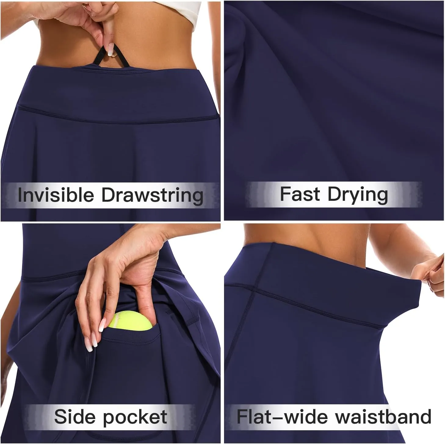 WOWENY Tennis Skirted Leggings with Pockets for Women Active Ruffle Pleated Golf Capris with Skort Pickleball Yoga Running
