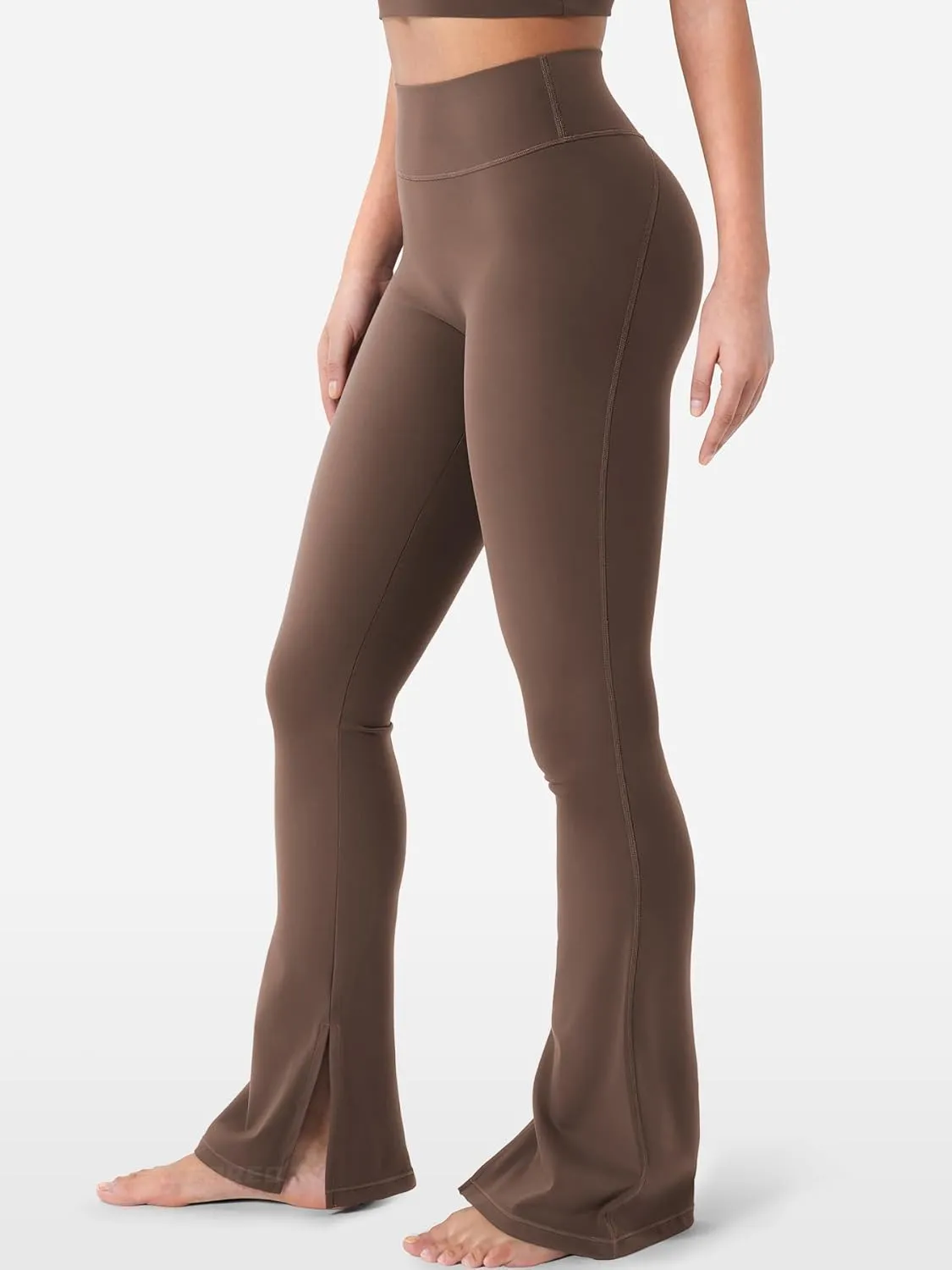 YEOREO Flare Split Hem Leggings for Women Tummy Control Workout Leggings Nasreen Hidden Scrunch Bootcut Gym Yoga Pants