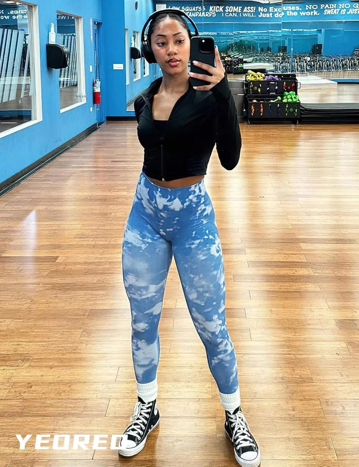 YEOREO Workout Leggings for Women Jada Scrunch Butt Lifting Leggings Seamless Screen Print Gym Yoga Pants