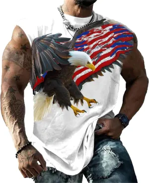 YIBIMOTTO Mens Tank Tops Workout Sleeveless T-Shirts Muscle Tee Crew Neck Summer Beach Novelty Graphic Vest Sports Underwear