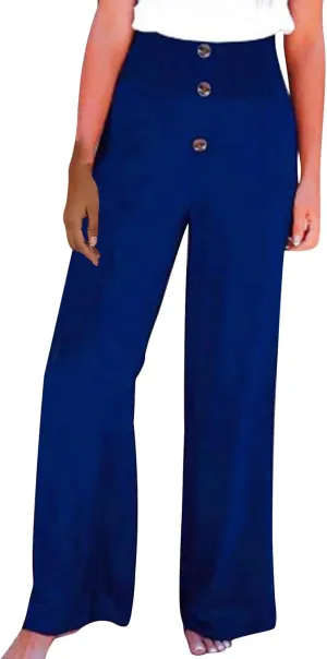 YRAETENM Women Linen Palazzo Pants Summer High Elastic Waisted Wide Leg Pants Casual Lounge Pants Beach Vacation Trousers