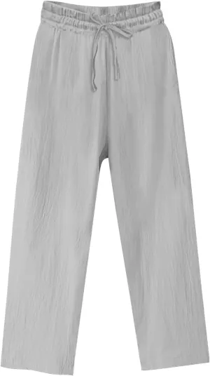 YRAETENM Women's Cotton Linen Straight Leg Pants Elastic Waist Long Trousers Casual Summer Beach Lounge Pants with Pockets