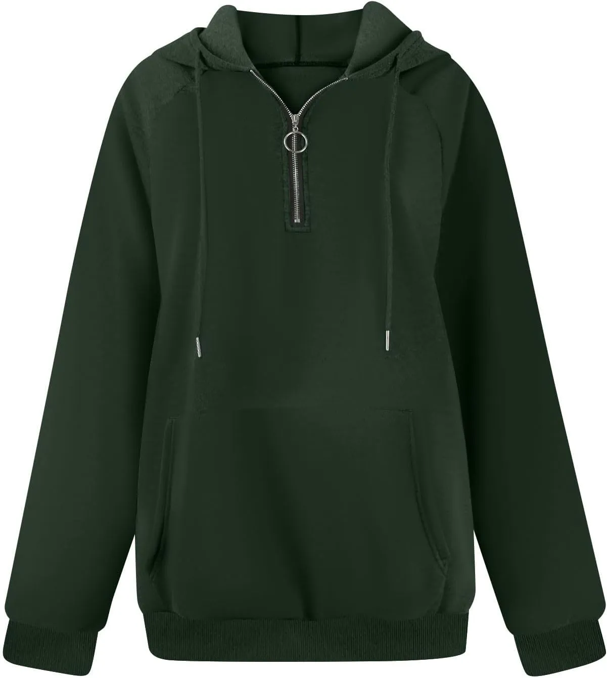 Zip Up Hoodie Women Y2K Comfy Long Sleeve Fleece Quarter Zip Pullover Preppy Cute Oversized Sweatshirt with Pockets