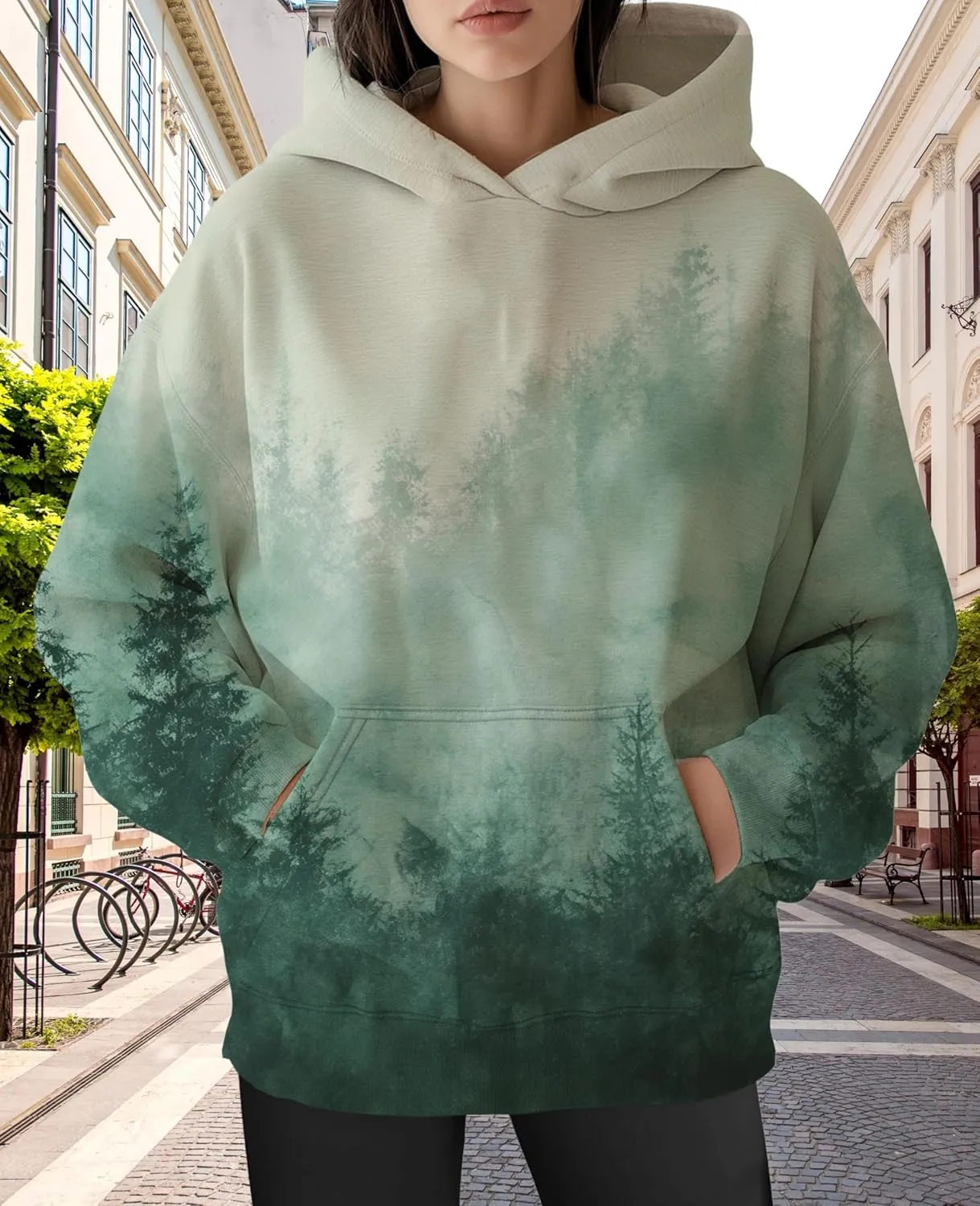 ZOCAVIA Womens Camo Hoodies Fall Winter Retro Long Sleeve Pullover Tops Casual Maple Leaf Graphic Hooded Sweatshirt Oversized