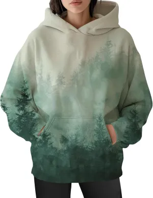 ZOCAVIA Womens Camo Hoodies Fall Winter Retro Long Sleeve Pullover Tops Casual Maple Leaf Graphic Hooded Sweatshirt Oversized